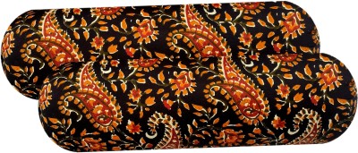 Changers Round Bolster Microfibre Floral Bolster Pack of 2(Black, Orange1)