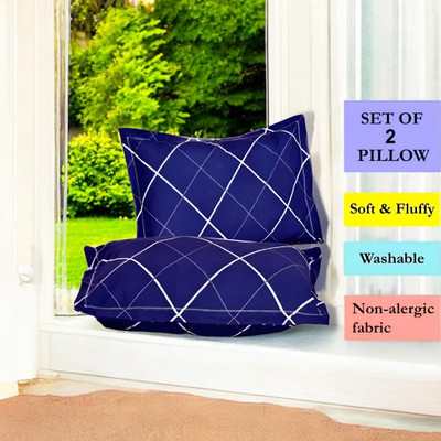Cozy Palace Microfibre Solid Sleeping Pillow Pack of 2(Blue)