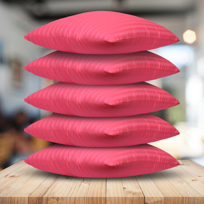 Flipkart SmartBuy Microfibre Stripes Cushion Pack of 5(Pink)