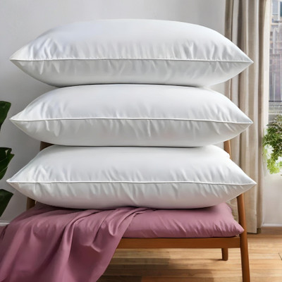 YPOLOIPO LUXURY Polyester Fibre Abstract Sleeping Pillow Pack of 3(White)