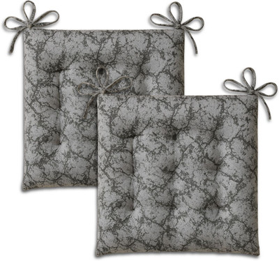 LUXE HOME INTERNATIONAL Polyester Fibre Chair Pad Pack of 2 Floral(Grey)