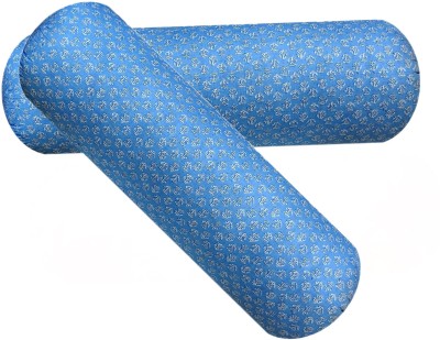 Swikon star Round Bolster Microfibre Floral Bolster Pack of 2(Light Blue)