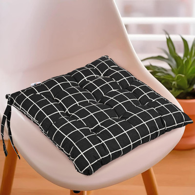 KUBER INDUSTRIES Microfibre Abstract Chair Pad Pack of 1(Black)