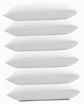 KVASTRA Microfibre Solid Sleeping Pillow Pack of 6(White)