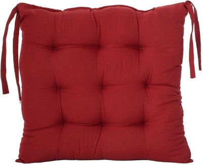 THM Microfibre Solid Chair Pad Pack of 1(Red chair)