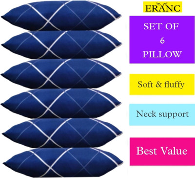 ERANC Polyester Fibre Abstract Sleeping Pillow Pack of 6(NEVY BLUE)