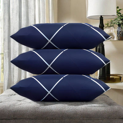 LIPONOS LUXURY Microfibre Solid Sleeping Pillow Pack of 3(Blue)