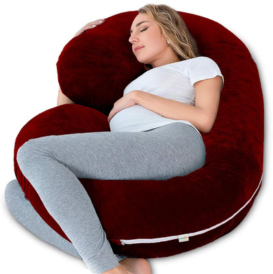 ANVANSA ultra soft c shaped pregnancy pillow Microfibre, Polyester Fibre Solid Pregnancy Pillow Pack of 1(marron)