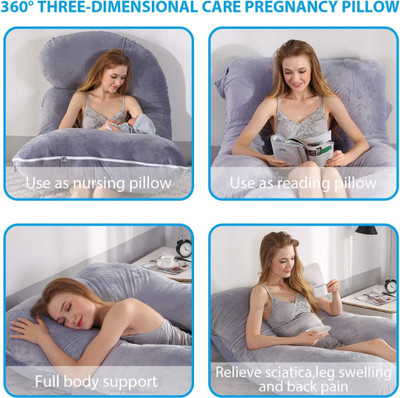 fluffymummy Cotton Solid Pregnancy Pillow Pack of 1(Grey)