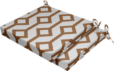 Vargottam Foam Geometric Chair Pad Pack of 2(Tawny Brown2)