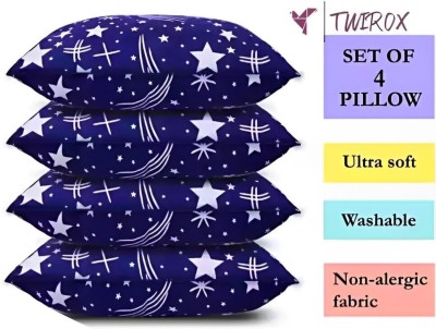 TWIROX LUXURY Polyester Fibre Abstract Sleeping Pillow Pack of 4(Blue)