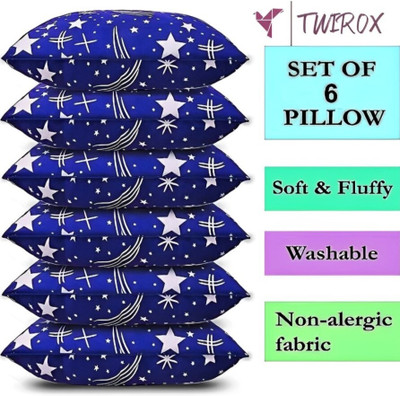 TWIROX LUXURY Microfibre Abstract, Solid Sleeping Pillow Pack of 6(Blue)