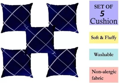 SANJU BROTHER LUXORY Microfibre Solid Cushion Pack of 5(Blue)