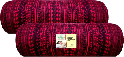 ACTOS Round Microfibre Geometric Bolster Pack of 2(Maroon, Black)