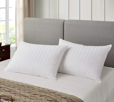 NTF Microfibre Stripes Sleeping Pillow Pack of 1(White)