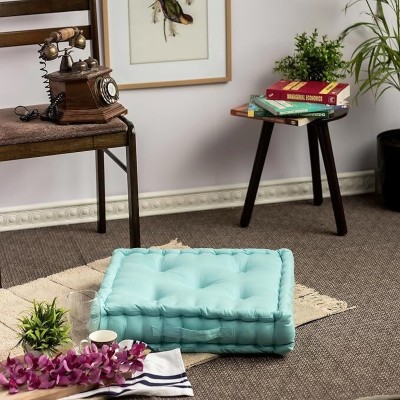 Vasi Impex Premium Polyester Fibre Solid Floor Cushion Pack of 1(Mint Blue)