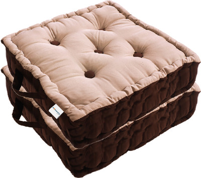 HOMESTIC by Kuber Industries Microfibre Floral Chair Pad Pack of 2(Beige)