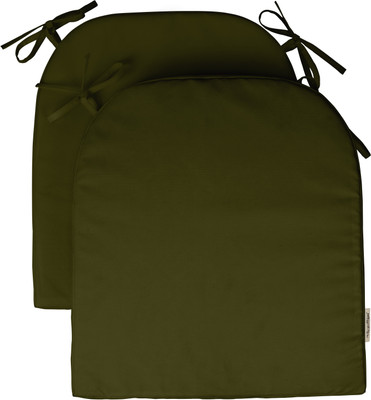 Vargottam Polyester Fibre Solid Chair Pad Pack of 2(Olive Green)