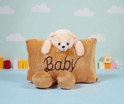 Aipom Polyester Fibre Baby Pillow Pack of 1 Animals Soft Teddy Bear Baby Pillow – Cute Plush Cushion for Kids & Newborns(Peach)