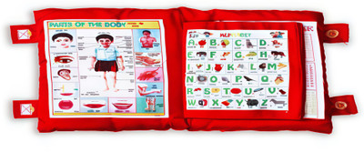Enayra Cotton Baby Pillow Pack of 1 Alphanumeric, Animals, Birds, Geometric Learning Cushion Pillow Book for Kids(Red)