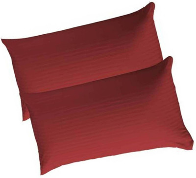 Swikon star Fiber Pillow Microfibre Stripes Sleeping Pillow Pack of 2(Red)