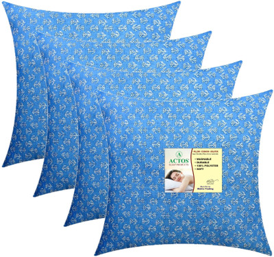 ACTOS Microfibre Floral Cushion Pack of 4(Light Blue)