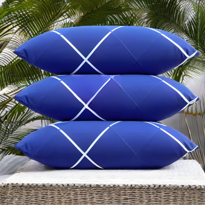 EIRINI LUXURY Polyester Fibre Solid Sleeping Pillow Pack of 3(Blue)