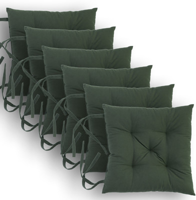 ESSAN FABRIX Premium Polyester Fibre Solid Chair Pad Pack of 6(Dark Green)