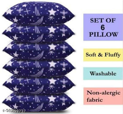 fulffystyl Microfibre Sleeping Pillow Pack of 6 Solid luxury(Blue)