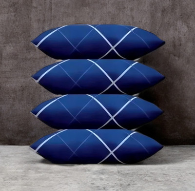 YPOLOIPO LUXURY Microfibre Abstract Sleeping Pillow Pack of 4(Blue)