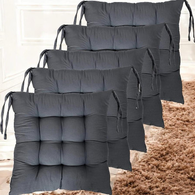 SOFT SNOOZE Soft Luxury Microfibre Solid Chair Pad Pack of 5(Grey)