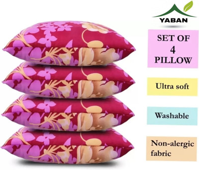 YABAN LUXURY Polyester Fibre Abstract Sleeping Pillow Pack of 4(Multicolor)