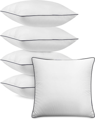 GIGLICK Superb Soft Fluffy Hollow Fibre Sqaure Cushions for Chair/Sofa/Bed/Living Room Microfibre Solid Cushion Pack of 5(White)