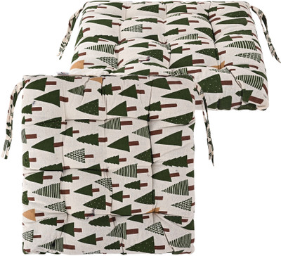 KUBER INDUSTRIES Microfibre Abstract Chair Pad Pack of 2(Green)