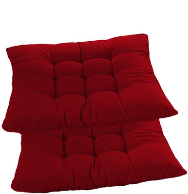 Mom's Moon Comfortable Back Seat Cushion Microfibre Solid Chair Pad Pack of 2(Maroon)