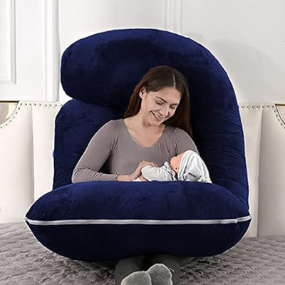 JoJo J SHAPE Microfibre Solid Pregnancy Pillow Pack of 1(Dark Blue)