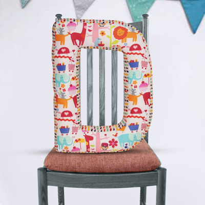 Oscar Home Microfibre Cushion Pack of 1 Solid Alphabet Cushion D Letter Pillow D Hand made decorative Bedroom Sofa Couch(Multicolor)