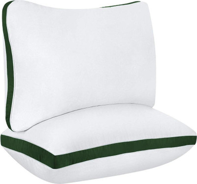 Mom's Moon Cozy Comfort Gusseted Pillow Microfibre Solid Sleeping Pillow Pack of 2(Dark Green)