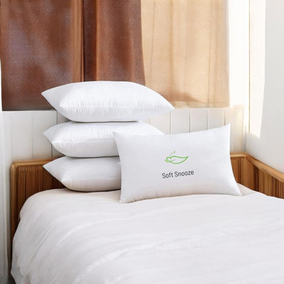 SOFT SNOOZE SOFT LUXURY Microfibre Solid Sleeping Pillow Pack of 4(White)