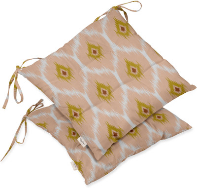 Vargottam Polyester Fibre Geometric Chair Pad Pack of 2(Peach)