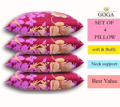GAULPASTORES LUXURY Microfibre Abstract Sleeping Pillow Pack of 4(Pink)