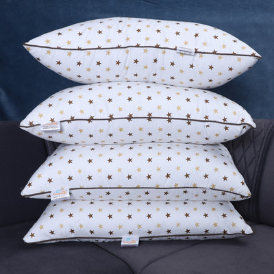 Eesysoft Polyester Fibre Sleeping Pillow Pack of 4 Solid Comfortable Standard(WHITE-STAR)