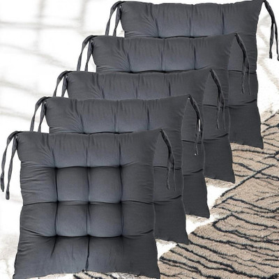 SOFT SNOOZE Soft Luxury Microfibre Solid Chair Pad Pack of 5(Grey)