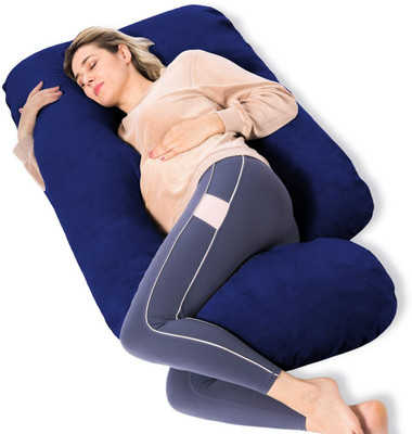 WILD MINT Microfibre Pregnancy Pillow Pack of 1 Solid J SHAPE(Dark Blue)
