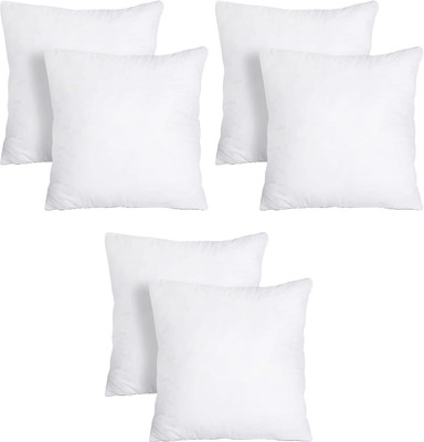 SWAURSAHA Microfibre Solid Cushion Pack of 6(White)