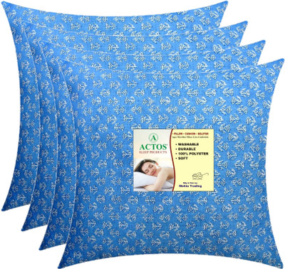 ACTOS Microfibre Floral Cushion Pack of 4(Light Blue)