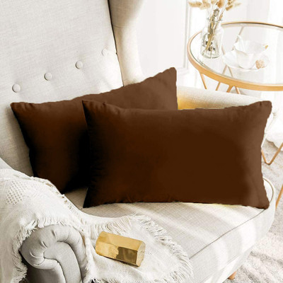 Softlife Rectangular Filled Pillow Cushion For Sofa Living Room And Bedroom, 12 x 18 Microfibre Solid Sleeping Pillow Pack of 2(Brown)