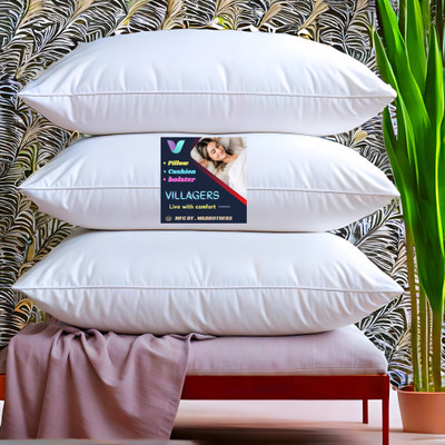 VILLAGERS LUXURY Microfibre Abstract Sleeping Pillow Pack of 3(White)