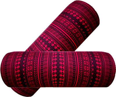GKM Microfibre Abstract Sleeping Pillow Pack of 2(Maroon, Black)