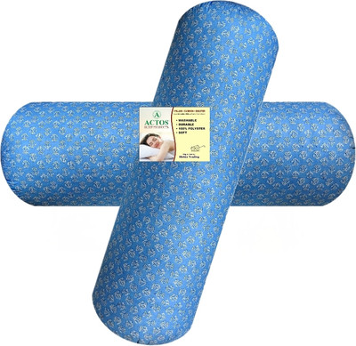 ACTOS Microfibre Bolster Pack of 2 Floral(Light Blue)
